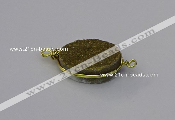 NGC5617 15*20mm oval plated druzy quartz connectors wholesale