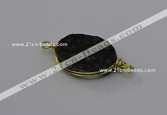 NGC5622 15*20mm oval plated druzy quartz connectors wholesale