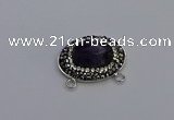 NGC5648 18*25mm faceted oval amethyst gemstone connectors