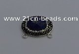 NGC5659 18*25mm faceted oval lapis lazuli gemstone connectors