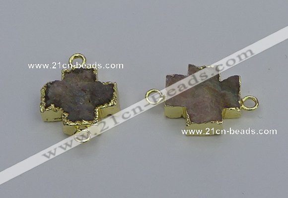 NGC5663 20*20mm - 22*22mm cross druzy agate connectors wholesale