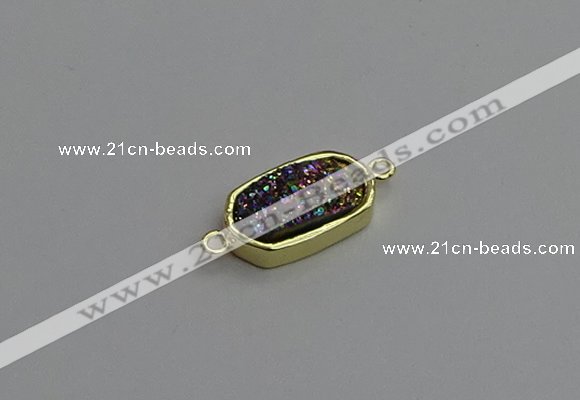 NGC5711 10*16mm freeform plated druzy quartz connectors