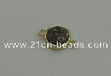 NGC5778 12mm coin plated druzy agate connectors wholesale