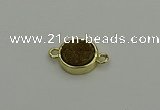 NGC5779 12mm coin plated druzy agate connectors wholesale