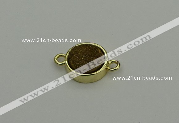 NGC5779 12mm coin plated druzy agate connectors wholesale