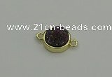 NGC5782 12mm coin plated druzy agate connectors wholesale