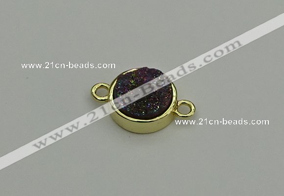 NGC5782 12mm coin plated druzy agate connectors wholesale