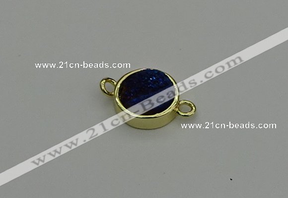 NGC5783 12mm coin plated druzy agate connectors wholesale