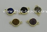 NGC5786 12mm coin plated druzy agate connectors wholesale