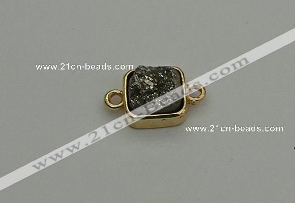 NGC5788 10*10mm square plated druzy agate connectors wholesale