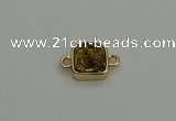 NGC5789 10*10mm square plated druzy agate connectors wholesale