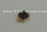 NGC5792 10*10mm square plated druzy agate connectors wholesale