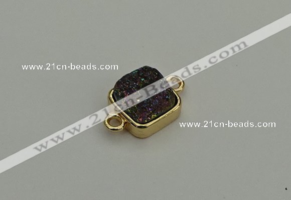 NGC5792 10*10mm square plated druzy agate connectors wholesale