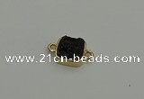 NGC5794 10*10mm square plated druzy agate connectors wholesale