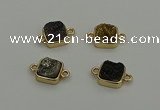 NGC5796 10*10mm square plated druzy agate connectors wholesale