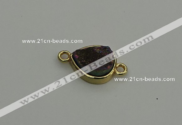 NGC5802 10*14mm flat teardrop plated druzy agate connectors