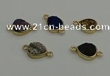 NGC5806 10*14mm flat teardrop plated druzy agate connectors