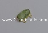 NGC5816 13*25mm faceted oval green rutilated quartz connectors