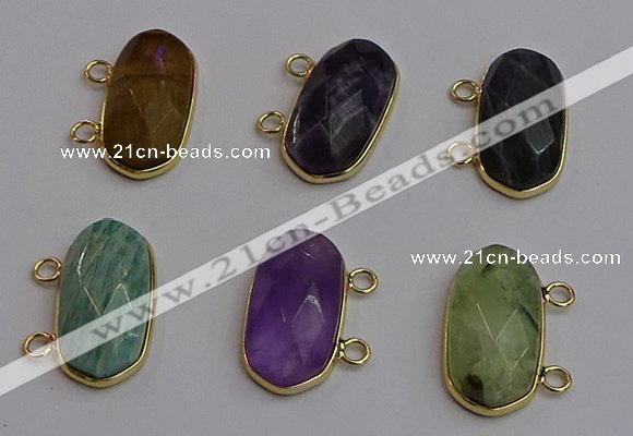 NGC5828 13*25mm faceted oval mixed gemstone connectors wholesale