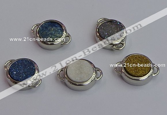 NGC5830 15mm coin plated druzy agate connectors wholesale