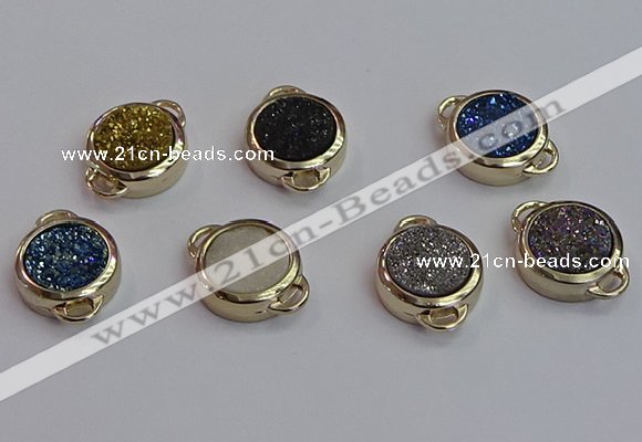 NGC5832 15mm coin plated druzy agate connectors wholesale