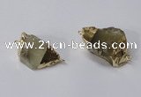 NGC584 18*25mm - 20*30mm nuggets lemon quartz gemstone connectors