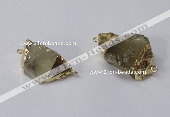 NGC584 18*25mm - 20*30mm nuggets lemon quartz gemstone connectors