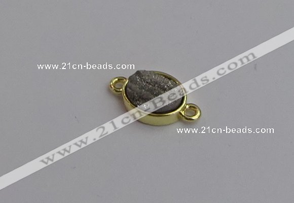 NGC5840 11*13mm oval plated druzy agate connectors wholesale