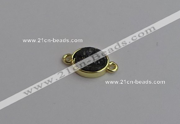 NGC5846 11*13mm oval plated druzy agate connectors wholesale