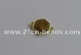 NGC5851 12*12mm hexagon plated druzy agate connectors wholesale