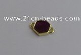 NGC5852 12*12mm hexagon plated druzy agate connectors wholesale