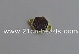 NGC5853 12*12mm hexagon plated druzy agate connectors wholesale