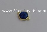 NGC5854 12*12mm hexagon plated druzy agate connectors wholesale