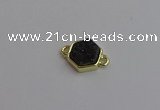 NGC5857 12*12mm hexagon plated druzy agate connectors wholesale