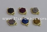 NGC5858 12*12mm hexagon plated druzy agate connectors wholesale