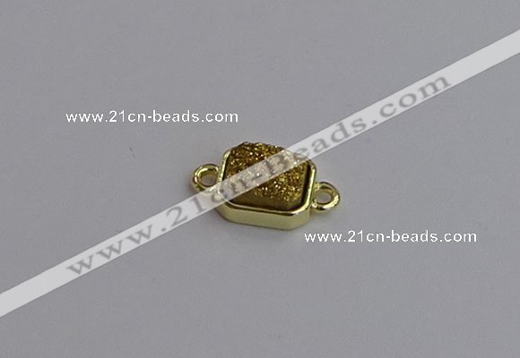 NGC5861 10*12mm rectangle plated druzy agate connectors wholesale