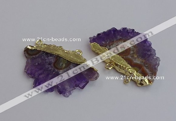 NGC5874 35*55mm - 40*60mm freeform druzy amethyst connectors