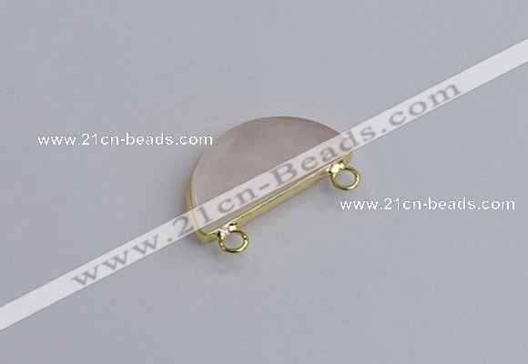 NGC5901 13*26mm moon rose quartz connectors wholesale