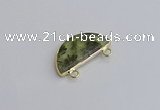 NGC5904 13*26mm moon green qutilated quartz connectors wholesale