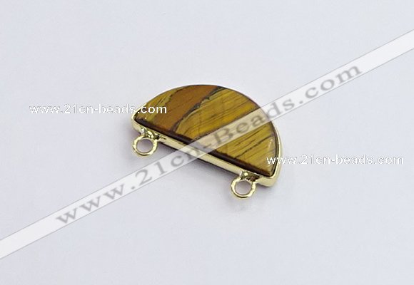 NGC5915 13*26mm moon yellow tiger eye connectors wholesale