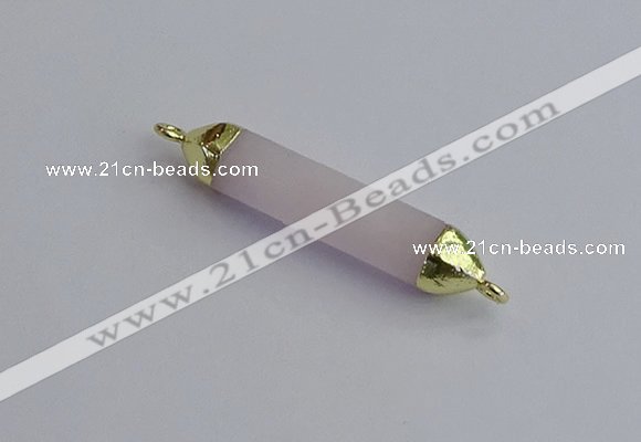 NGC5942 8*40mm tube rose quartz connectors wholesale