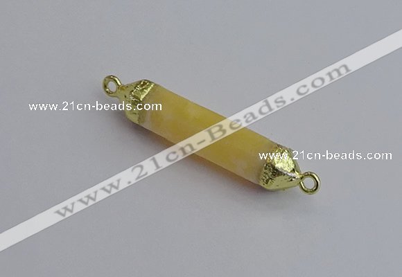 NGC5947 8*40mm tube yellow lace calcite connectors wholesale