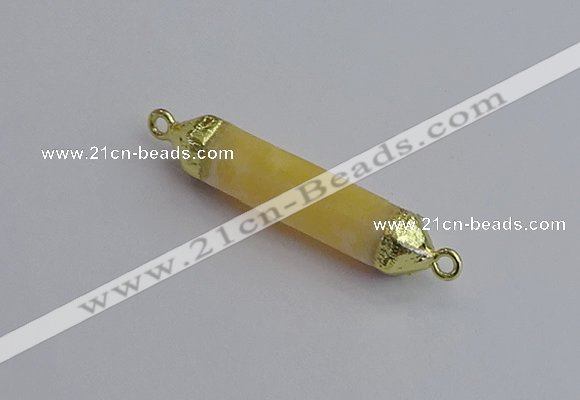 NGC5947 8*40mm tube yellow lace calcite connectors wholesale