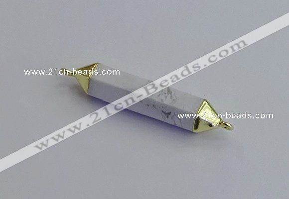 NGC5951 8*40mm tube white howlite connectors wholesale