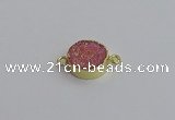 NGC5966 15mm coin plated druzy agate connectors wholesale