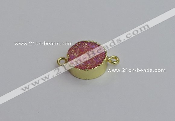 NGC5966 15mm coin plated druzy agate connectors wholesale