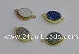 NGC5975 15*20mm oval plated druzy agate connectors wholesale