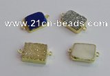 NGC5979 15*20mm rectangle plated druzy agate connectors wholesale