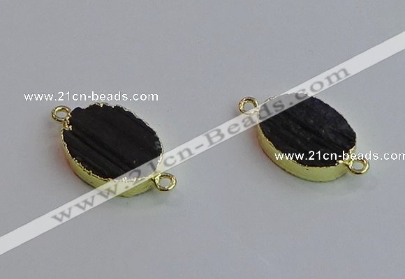 NGC5983 15*20mm oval black tourmaline connectors wholesale