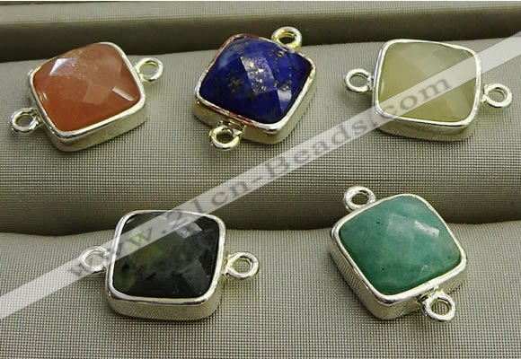 NGC5994 11*11mm quare mixed gemstone connectors wholesale